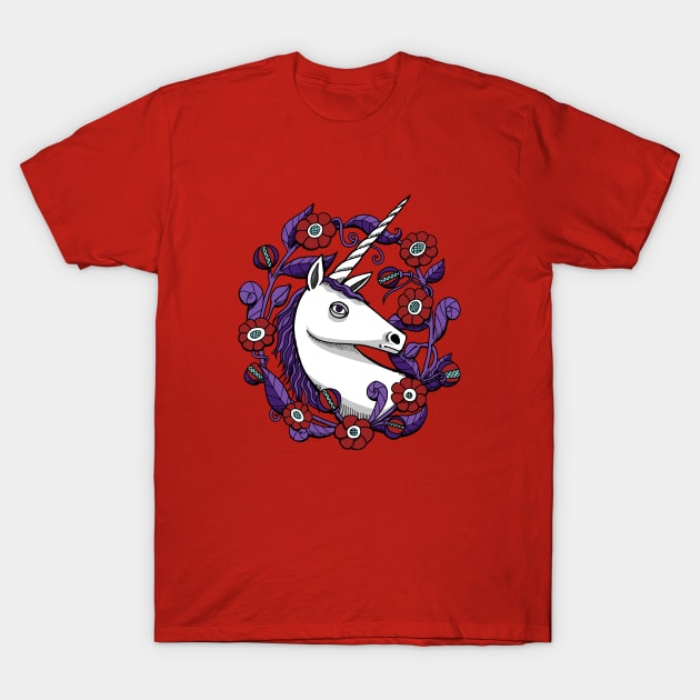 Purple Unicorn Garden T-Shirt by JCPhillipps